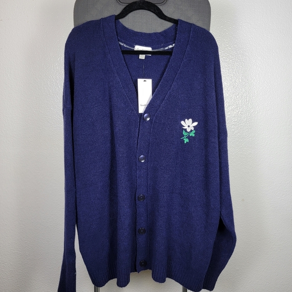 Goodfellow & Co Men's Kindness Blooms Floral Print V-Neck Cardigan Navy Size XXL - Picture 1 of 7